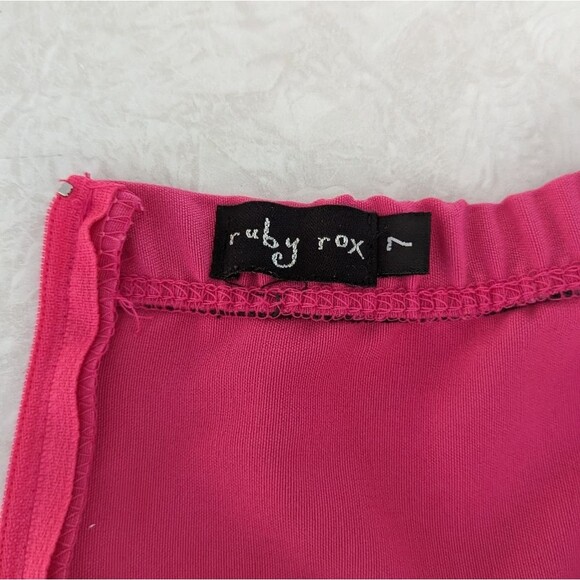 Vintage Hot Pink and Black Strapless Dress by Ruby Rox Size 7 - Picture 8 of 8